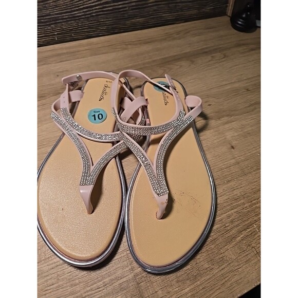 Chatties Womens Sandals Flip Flops Size Large 9/10 Rhinestone - NWT - Picture 1 of 7